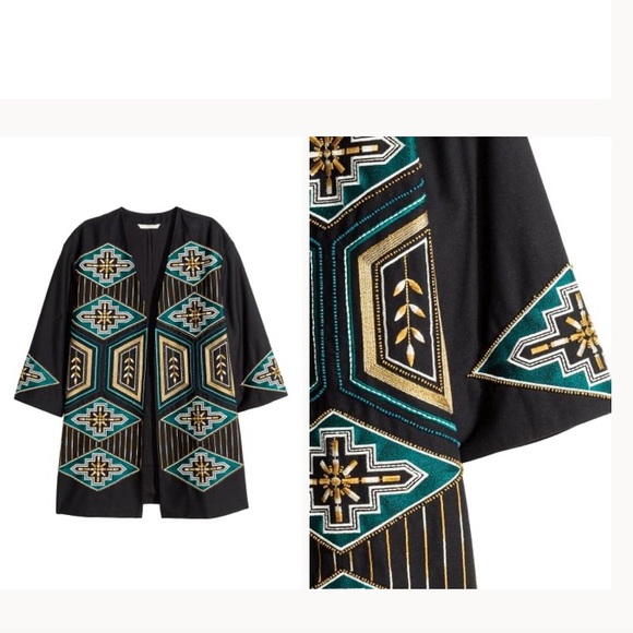 H&M Uniquely Embellished Tribal Embroidered Blazer - Picture 9 of 16